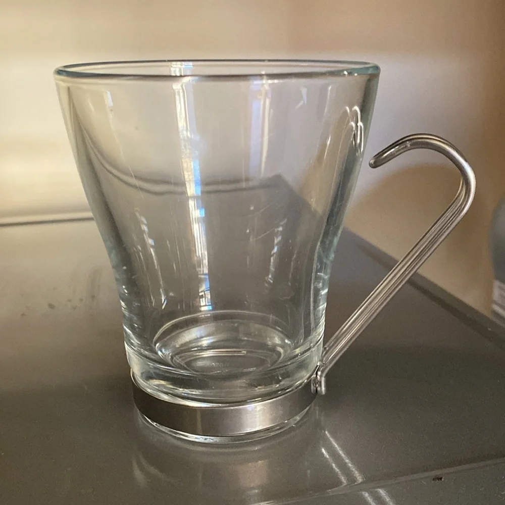 Bormioli Rocco Oslo Glass Cappuccino Cups with Metal Handles